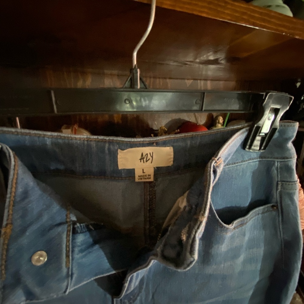 Large denim stretchy knee length